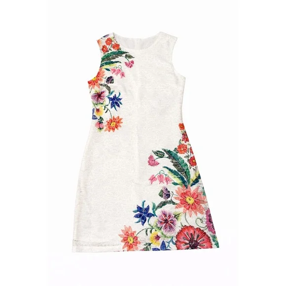 Desigual Women's Lace Sheath Dress Size 8 / EU 42 – Floral Embroidered Tropical - Picture 2 of 3